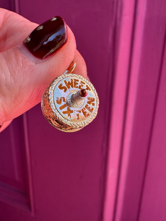 14K Sweet Sixteen B-day cake charm