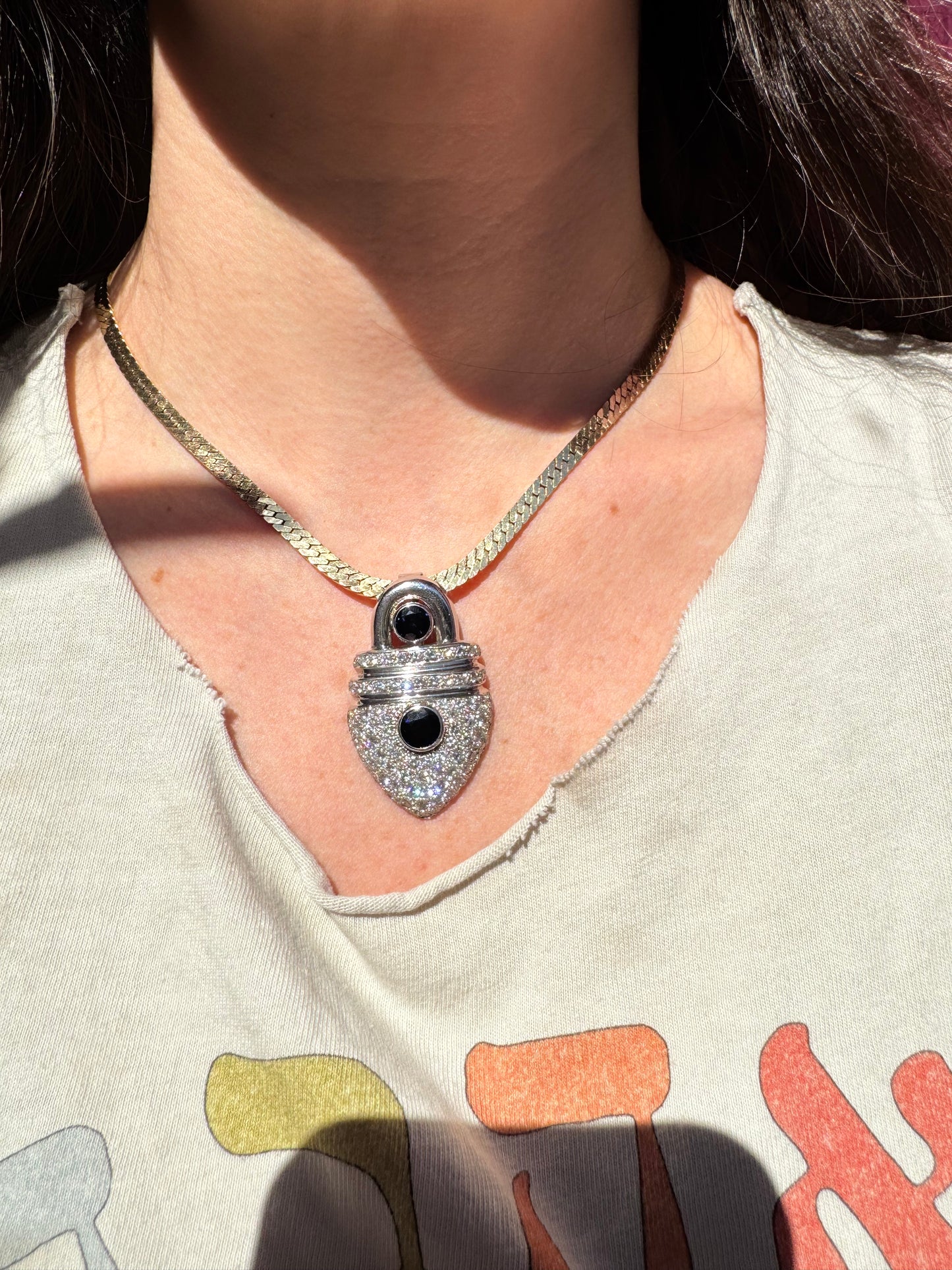 14k Charm/ Pendant with sapphires and diamonds