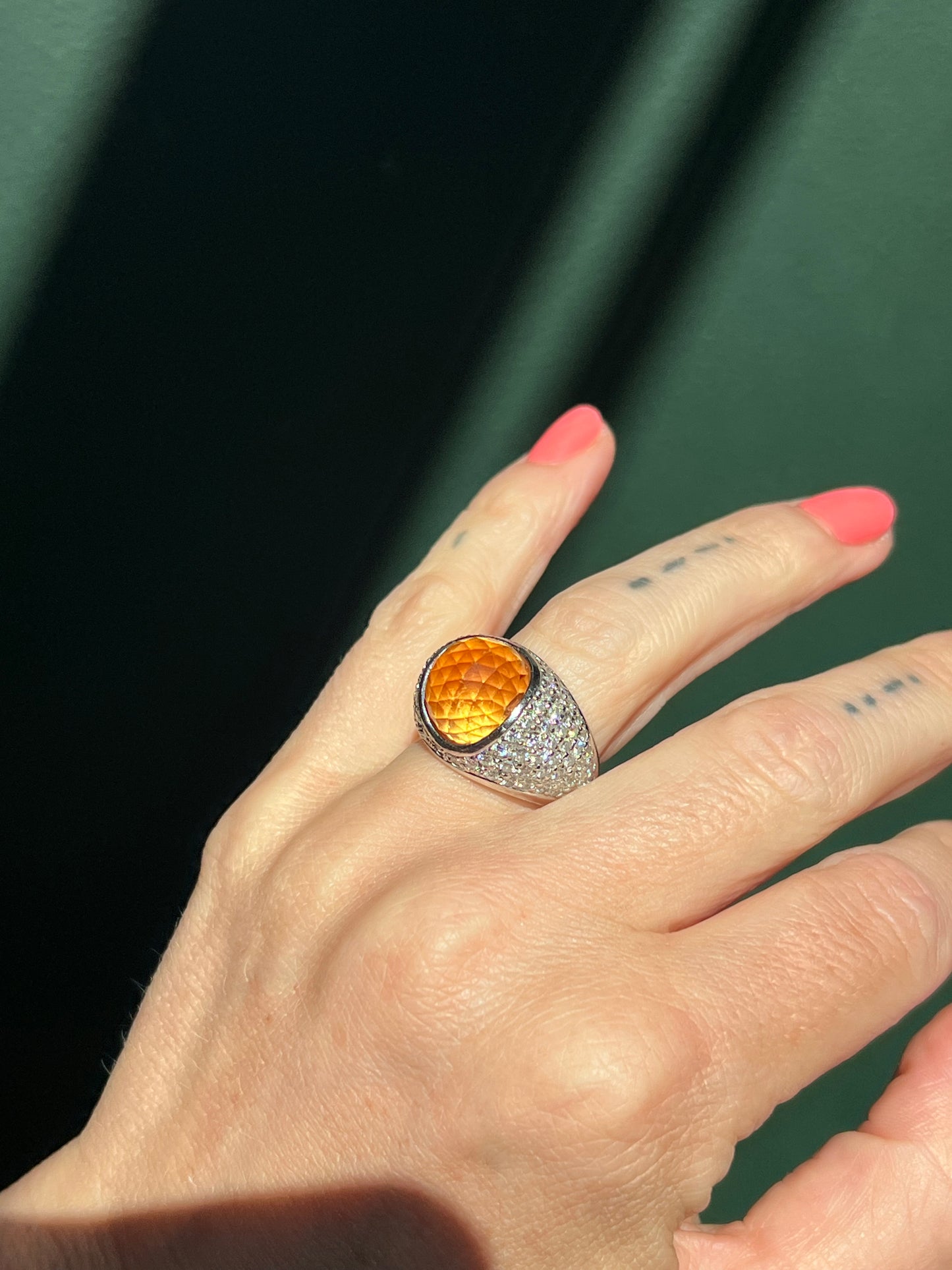 18k diamond and citrine cocktail ring