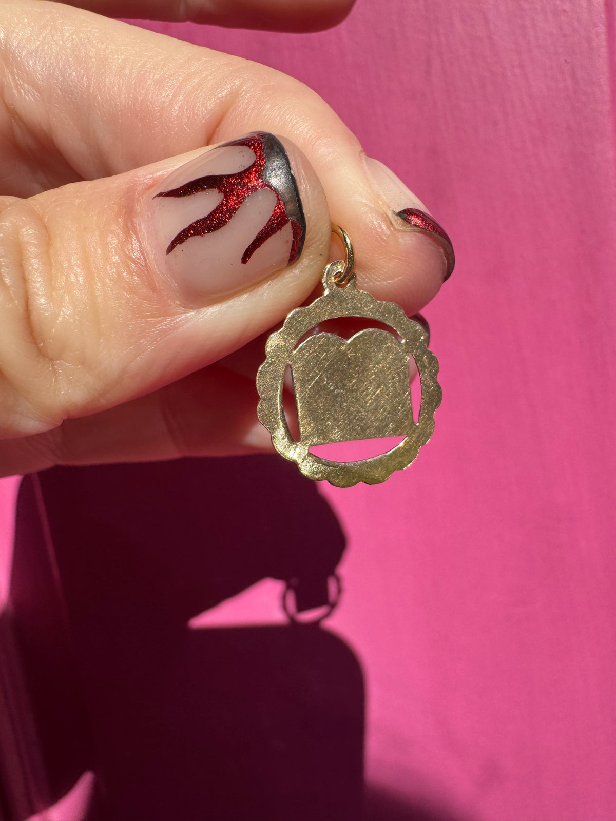 14k Hebrew tablets charm in frame