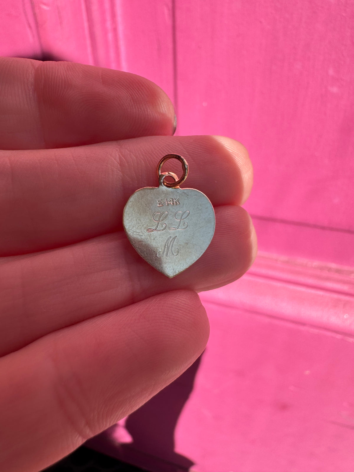 14k heart chai charm