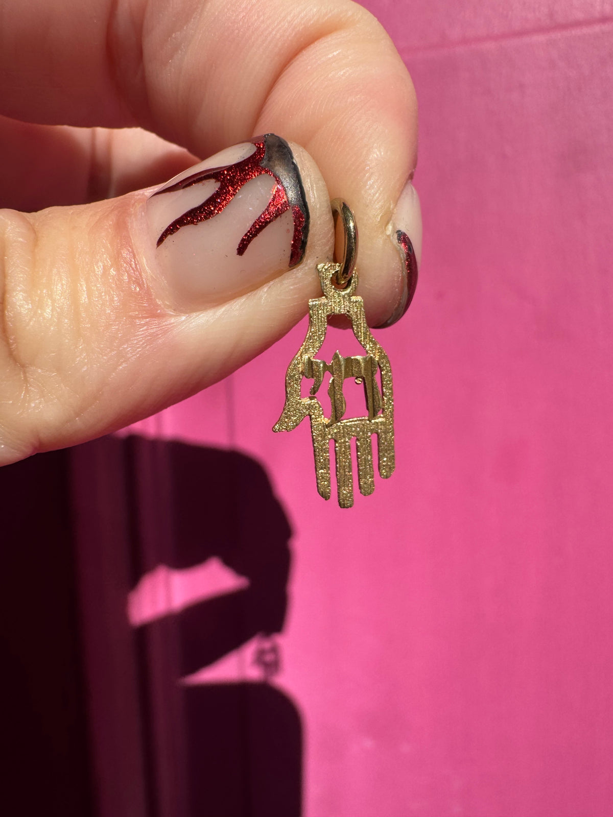 14k hamsa chai charm