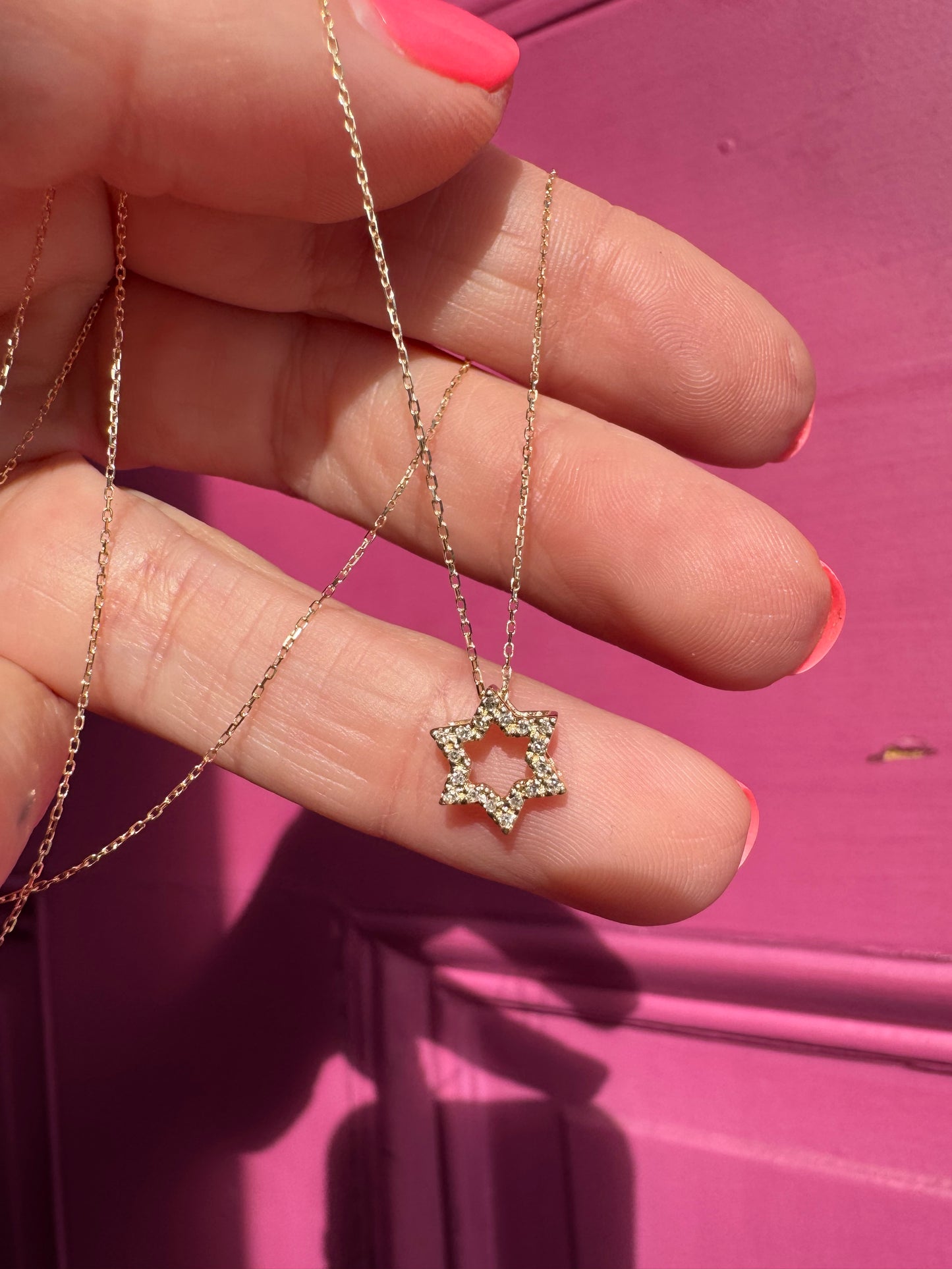 14k diamond open Star of David necklace