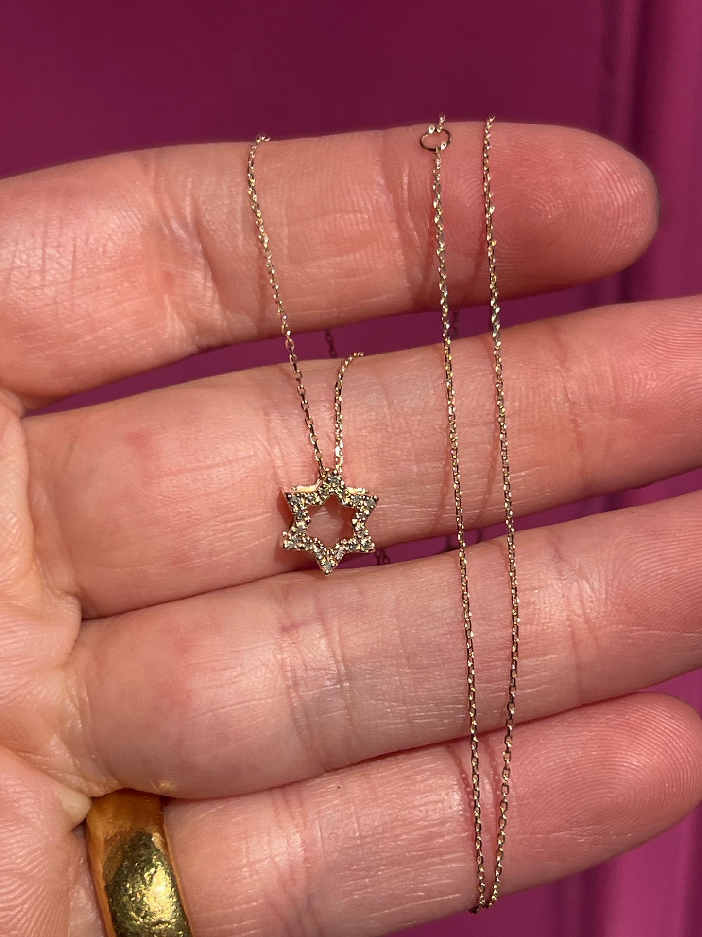 14k diamond open Star of David necklace