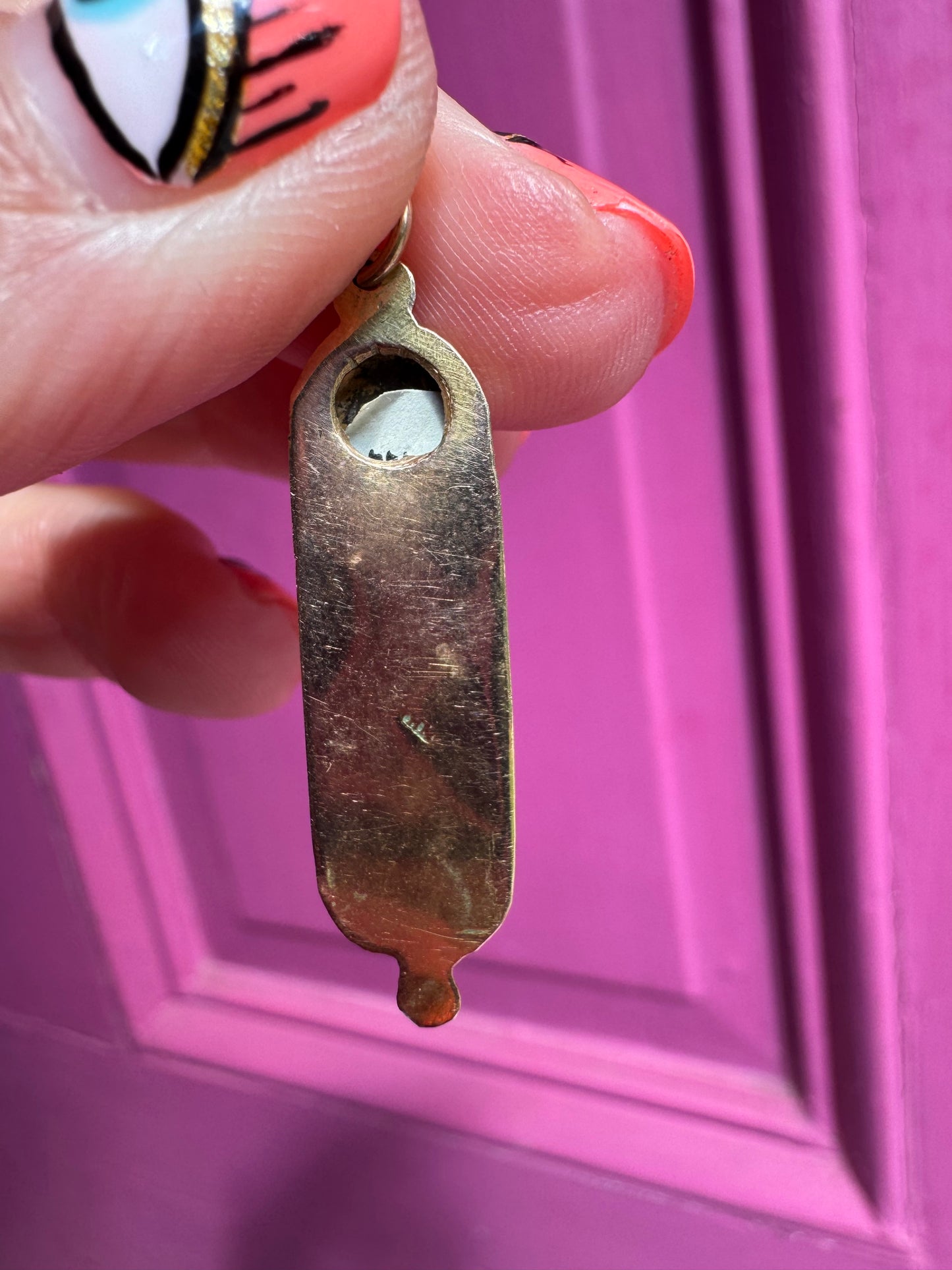 14k enamel mezuzah charm