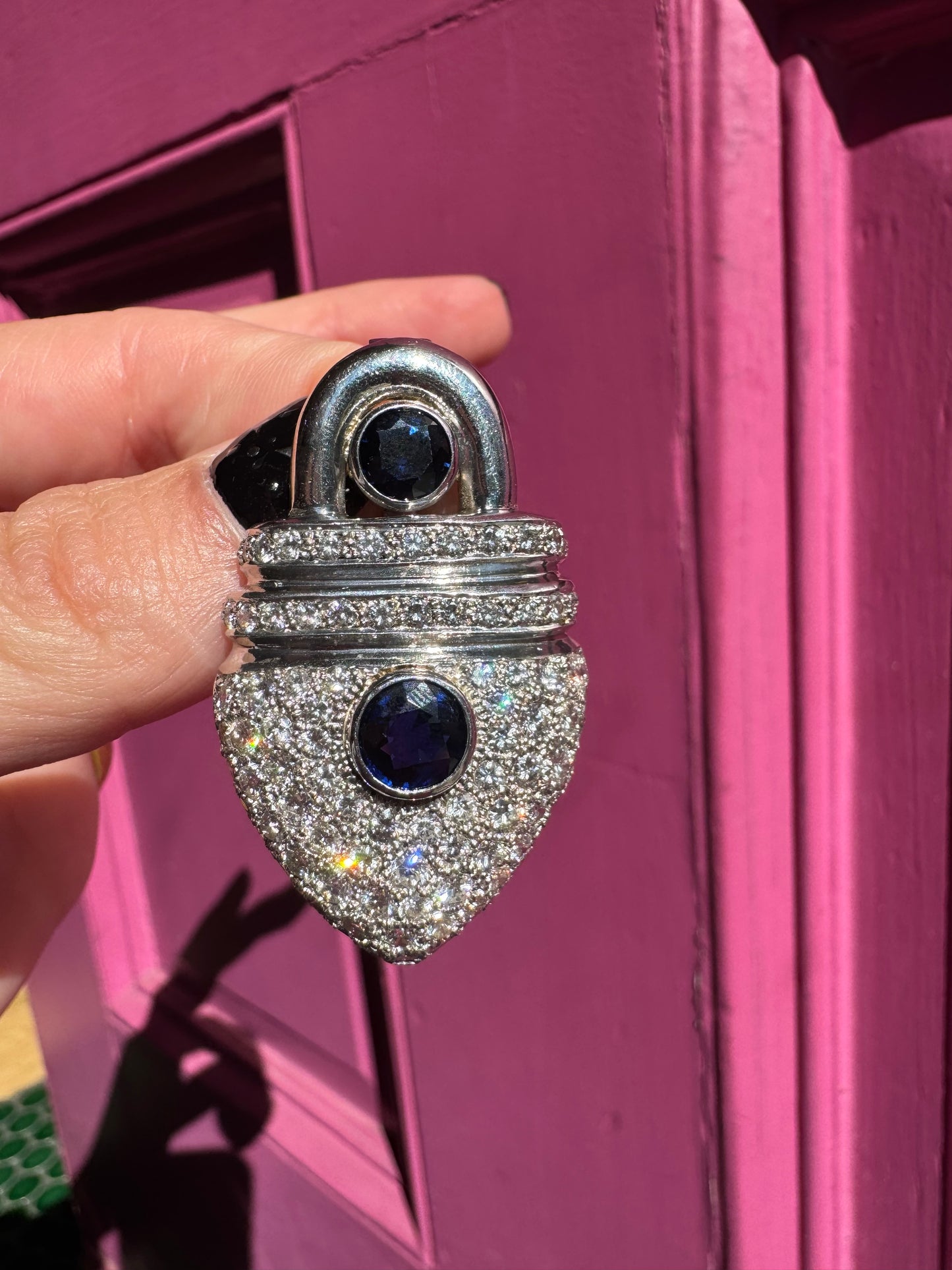 14k Charm/ Pendant with sapphires and diamonds