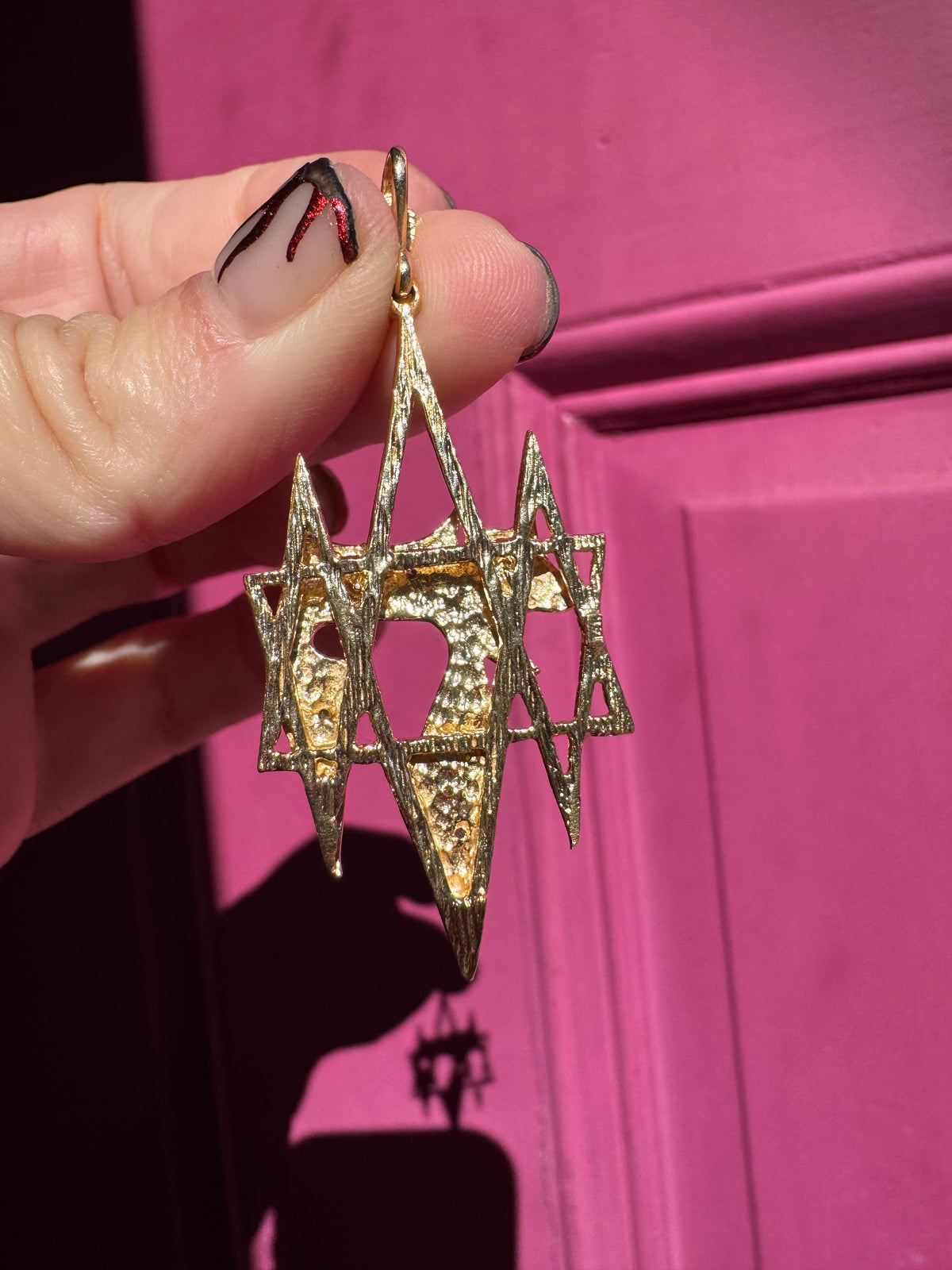 14k diamond chai triple Star of David