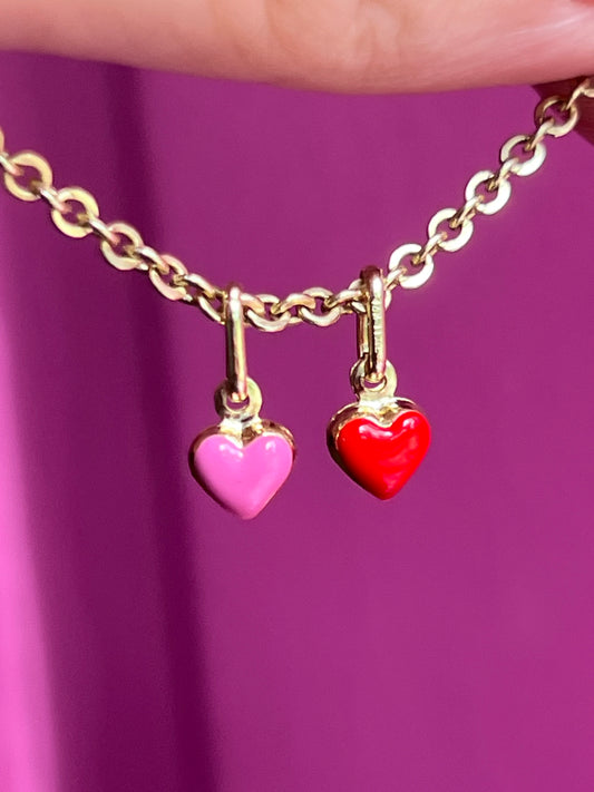 Teeny 14k enamel heart charm