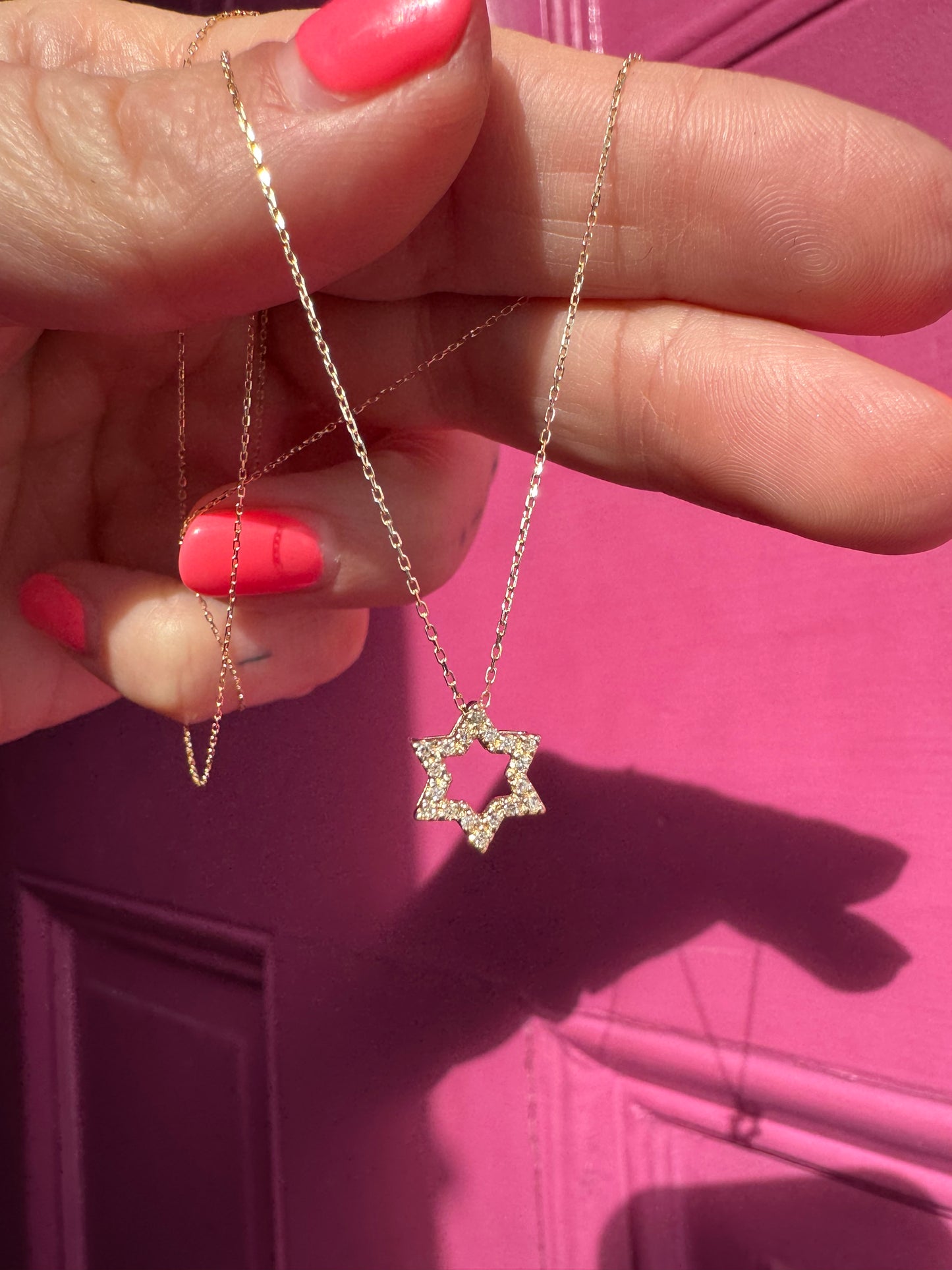 14k diamond open Star of David necklace