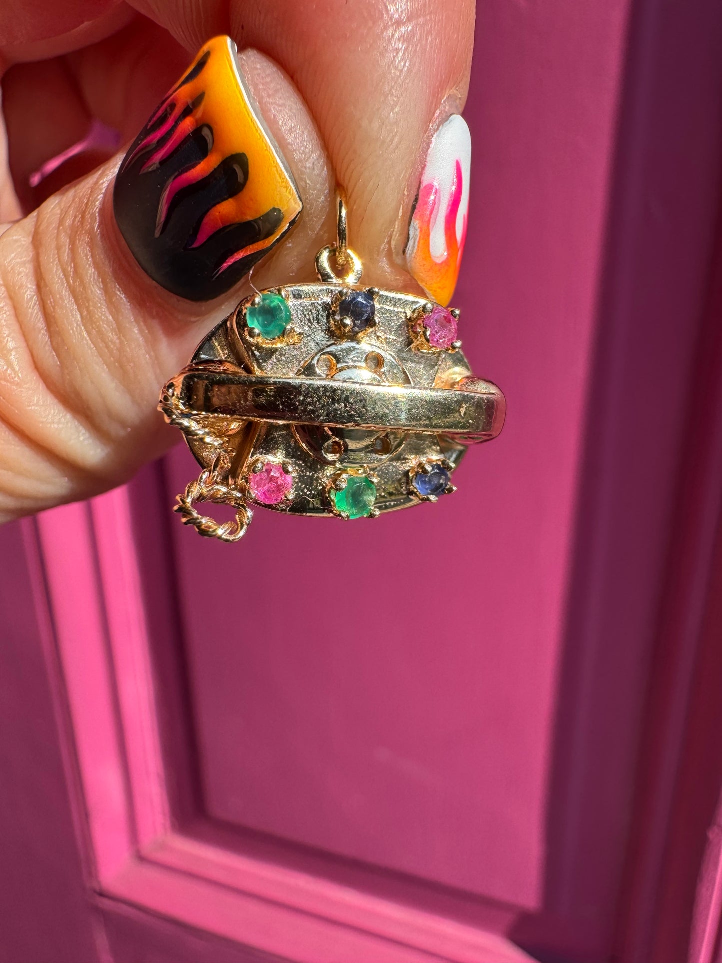 14k vintage rotary telephone charm