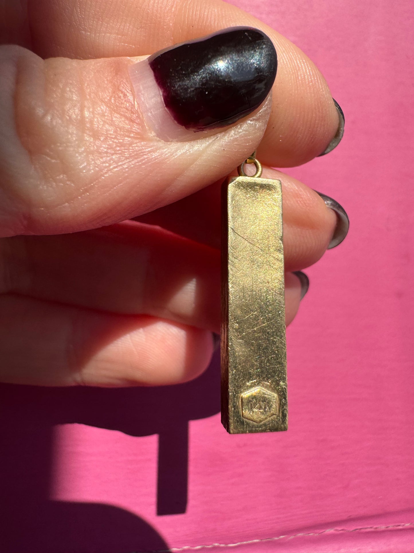 14k mezuzah charm with tablets and star