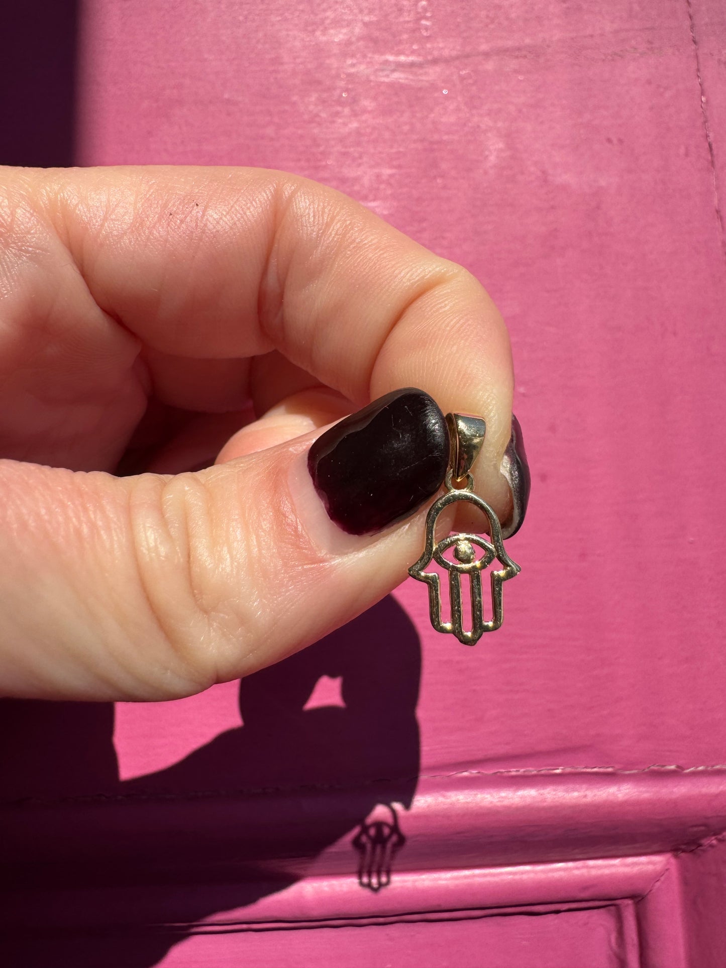 14k hamsa evil eye charm