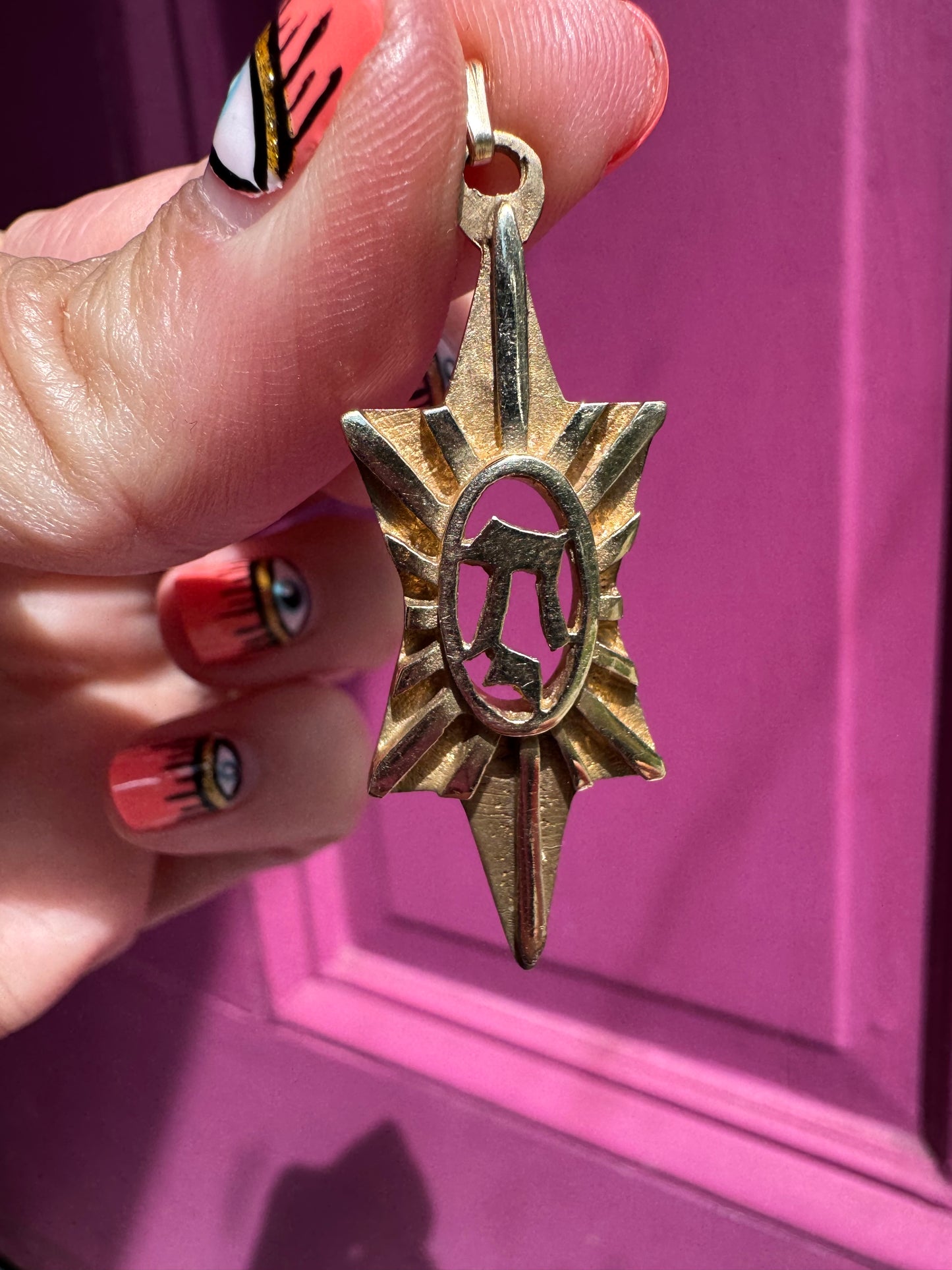 14k Star of David and chai starburst