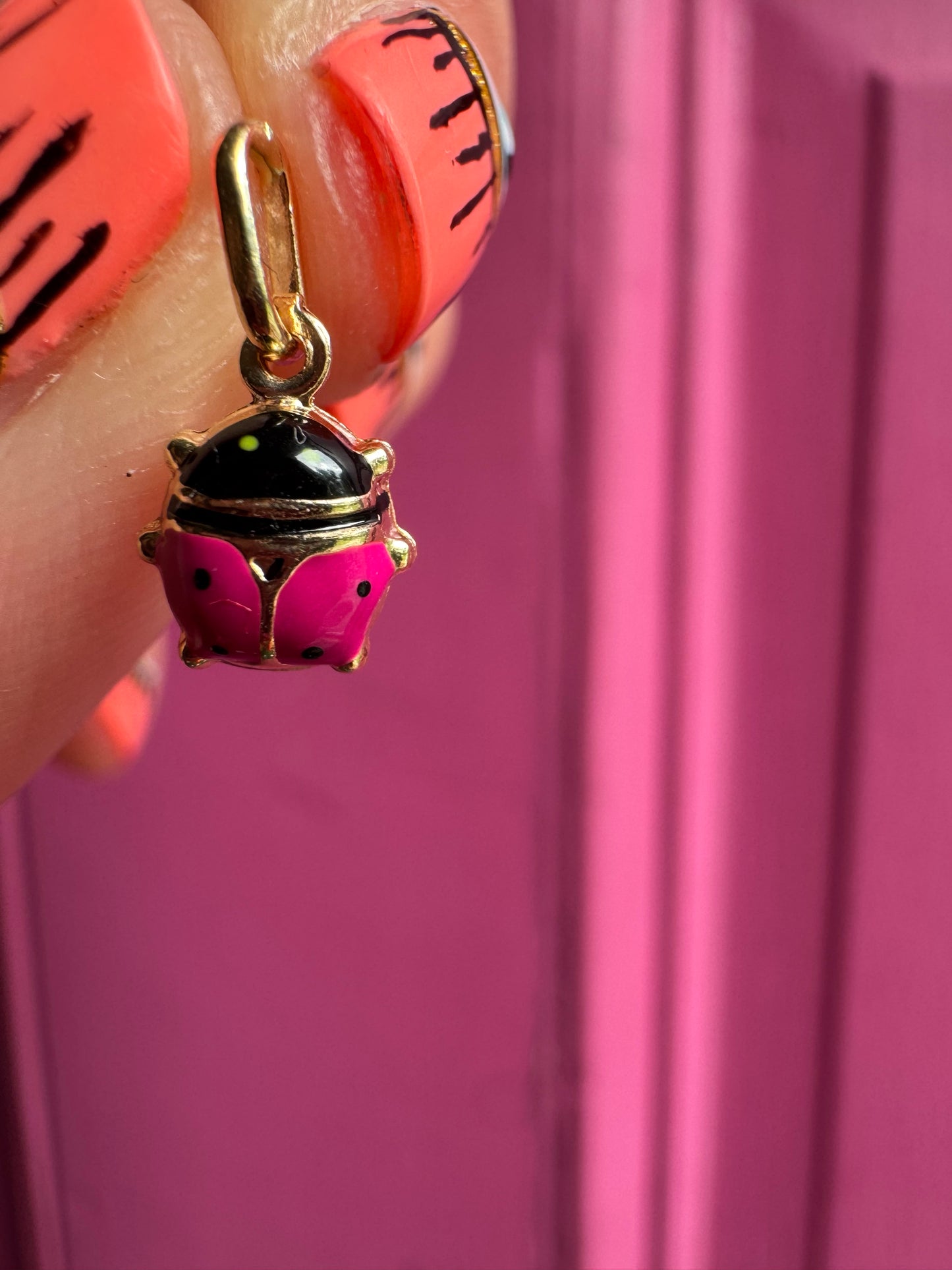 14k enamel ladybug charm - small