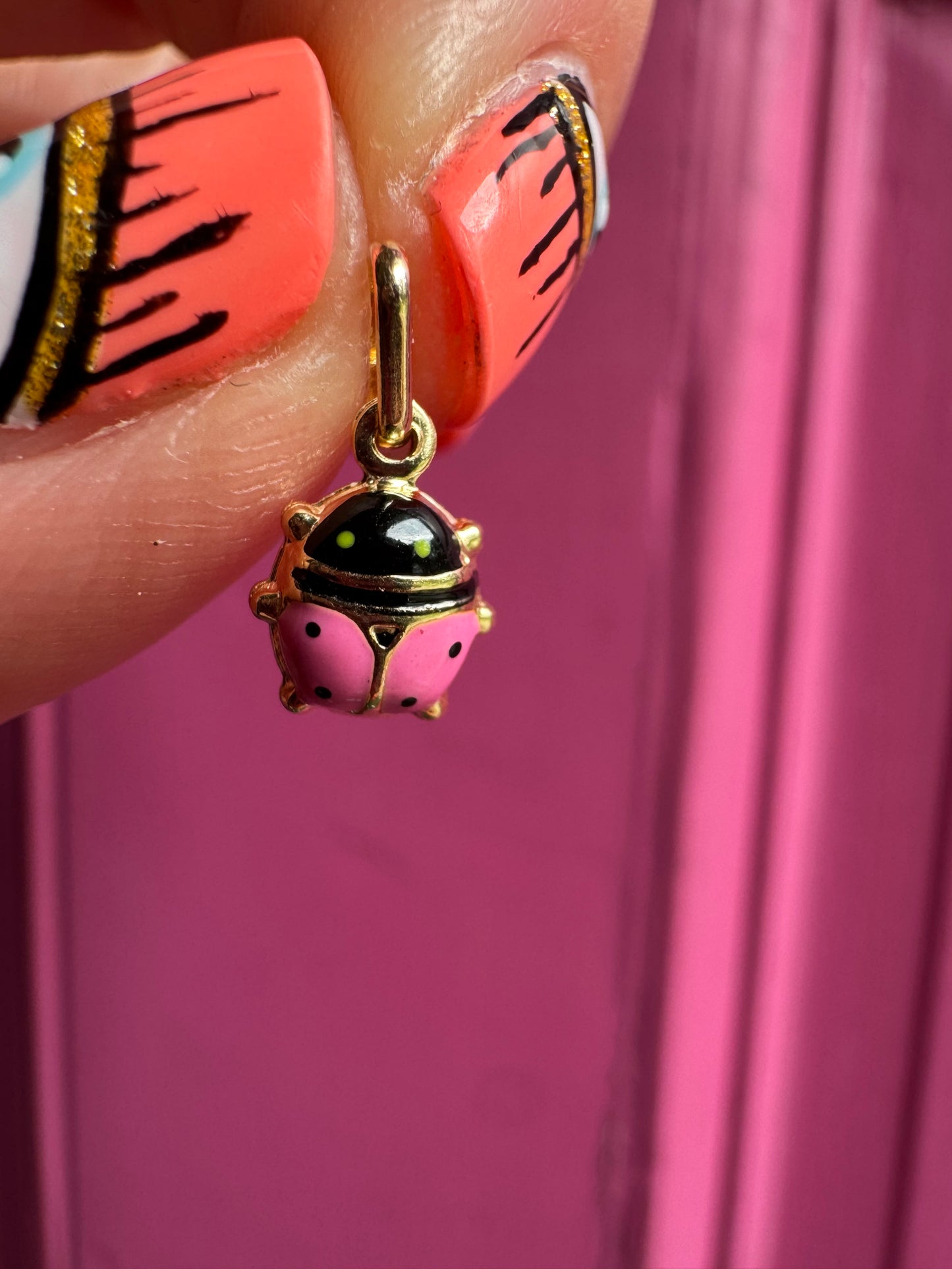 14k enamel ladybug charm - small