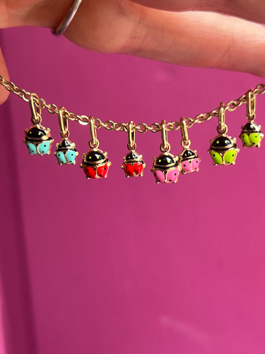 14k enamel ladybug charm - larger size