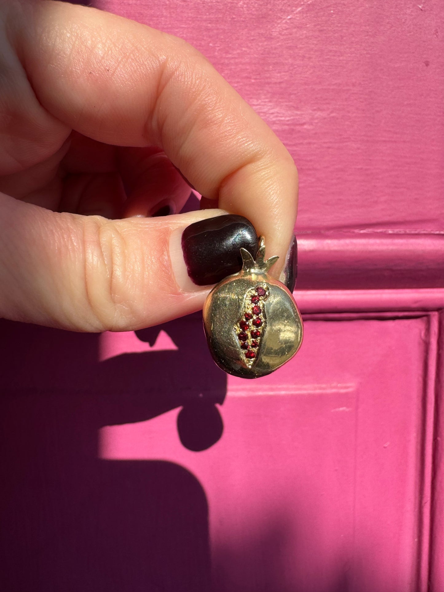 14k garnet pomegranate charm