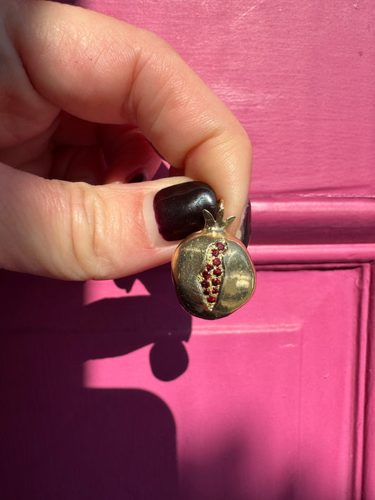 14k garnet pomegranate charm