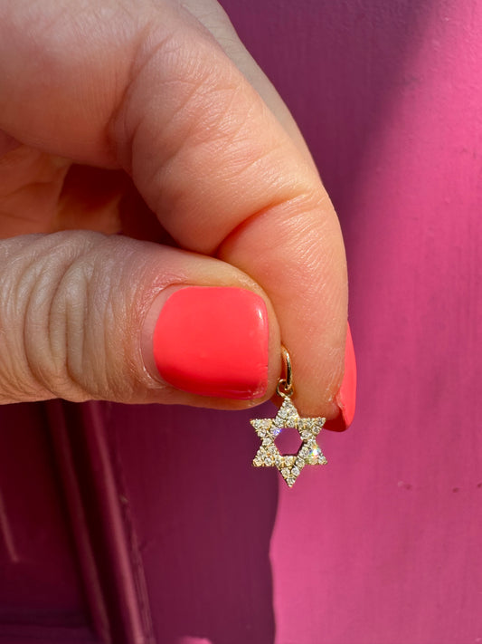 14k diamond open star - yellow