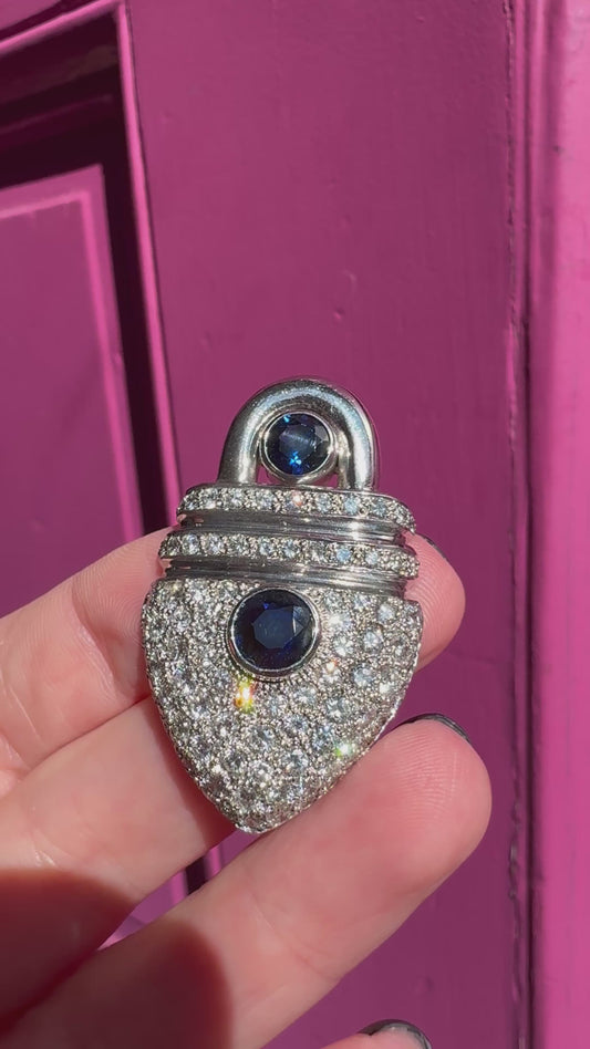 14k Charm/ Pendant with sapphires and diamonds